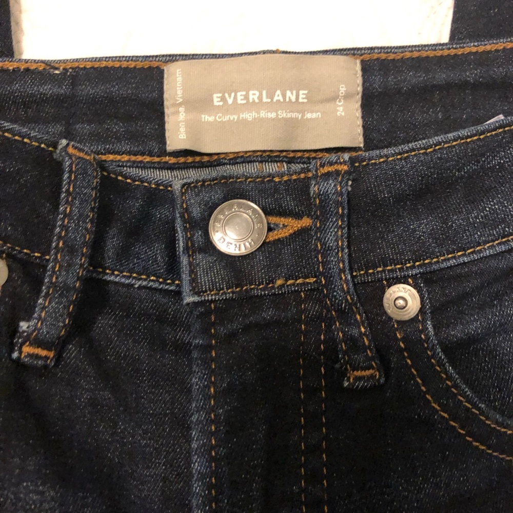 Everlane Size 24 The Curvy High Rise Skinny Crop Jeans Authentic Stretch - Picture 7 of 7